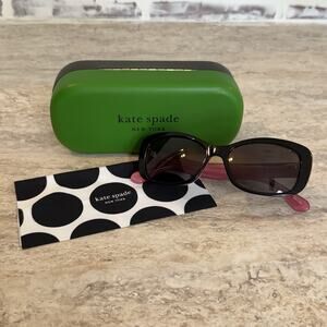 New Kate Spade New York CLARETTA/PS Cateye Sunglasses Black Pink 53m Polarized